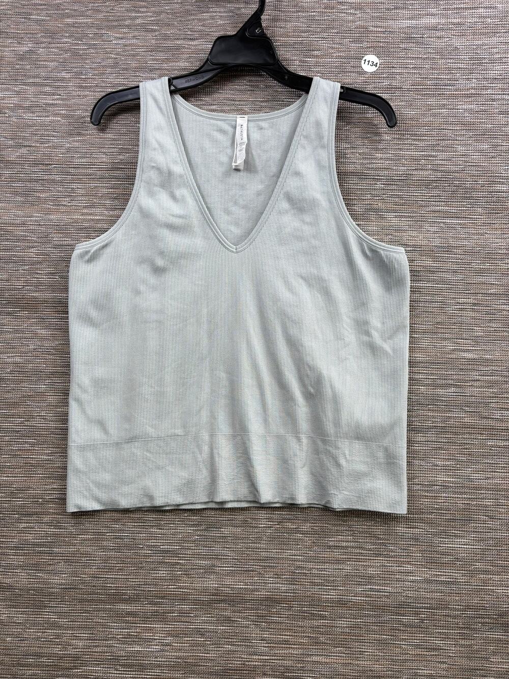 Athleta Tank Top Womens 1X Gray Aurora Ribbed V Neck Camisole Yoga Athletic